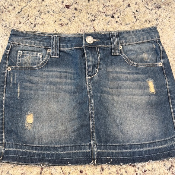 So Wear It Declare It Distressed Blue Mini Skirt - Picture 1 of 2